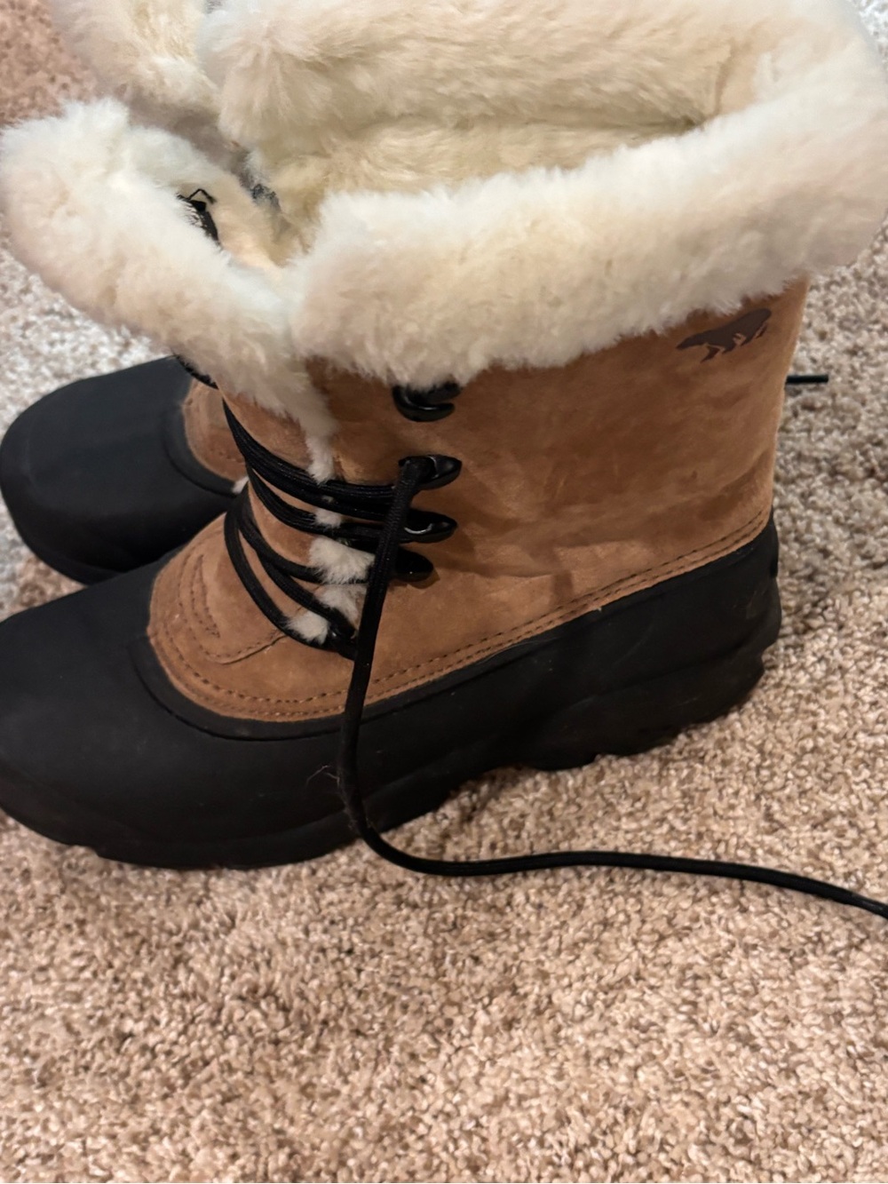 Sorel Snow Bird Women’s 7.5 Tan Suede Faux Fur Waterproof Snow Boots